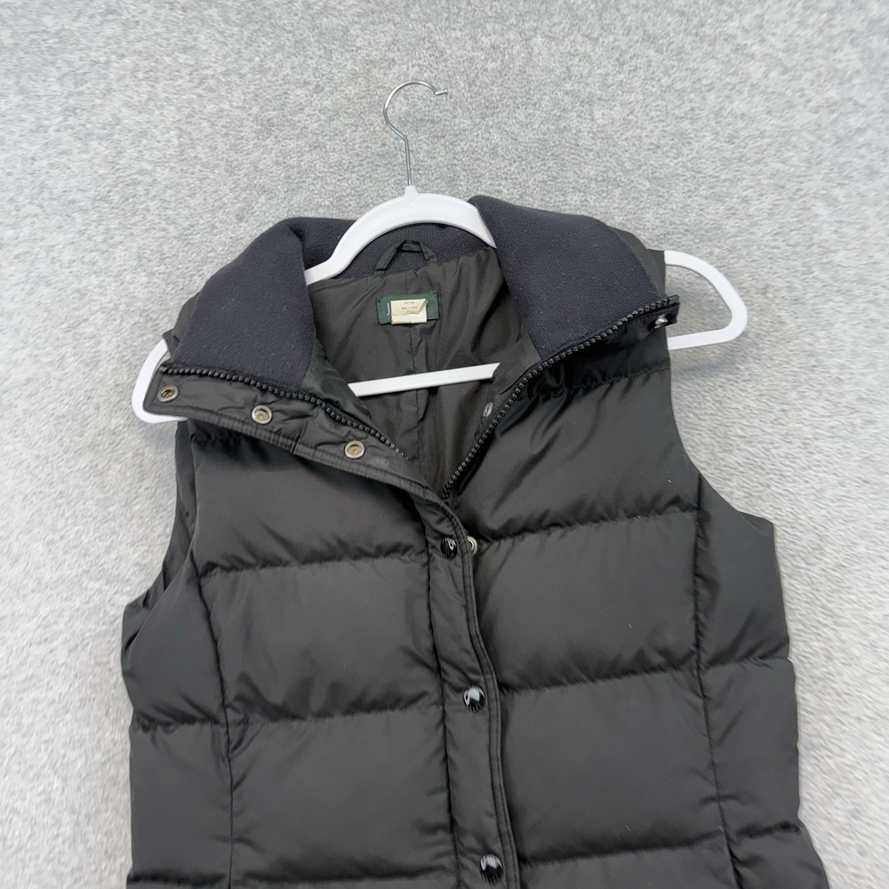 J.Crew Vest Womens XS Black Quilted Down‎ Puffer Snap Zip Pockets Outdoor - Picture 2 of 9